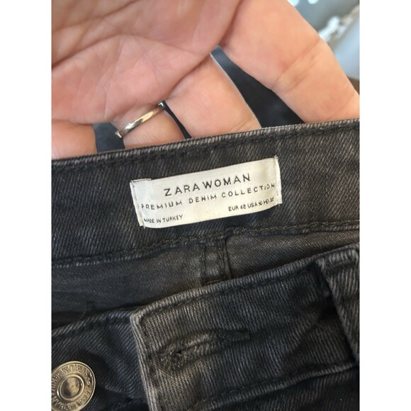 Zara Women’s Premium Denim Collection Black Jeans Size 10 Stretchy Distressed - Picture 2 of 8